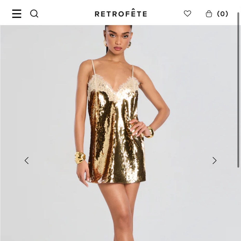 Retrofete Gold Sequin Mini Dress